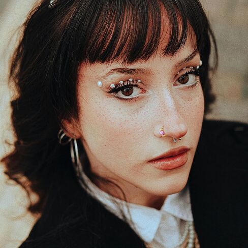 UBGICIG Opal Fake Nose Ring 20G - 14K Gold Nose Ring Faux Nose Rings For Women Fake Nose Piercings Green/Pink/Blue/White/Red/Purple/Dark Green Opal 8mm in Kuwait