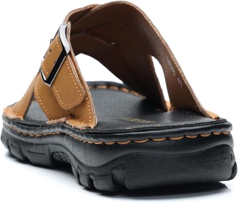 Mggmokay Mens Leather Slides Summer Leather Clipper Anti-slip indlip kondals مع حزام قابل للتعديل in Kuwait