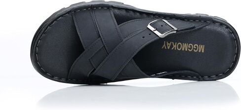 Mggmokay Mens Leather Slides Summer Leather Clipper Anti-slip indlip kondals مع حزام قابل للتعديل in Saudi Arabia