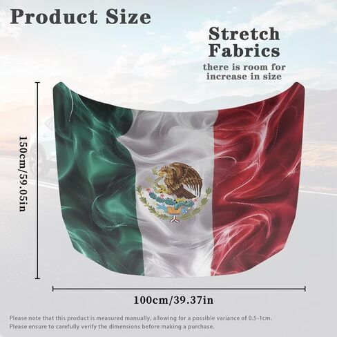 Mumeson Mexico Flag Car Hood Cover Stretch Polyester Protector with Adjustable Triangular Fasteners Waterproof Oversized Automotive Hood Covers for Large SUV and Pickup Trucks in Saudi Arabia