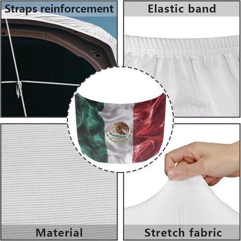 Mumeson Mexico Flag Car Hood Cover Stretch Polyester Protector with Adjustable Triangular Fasteners Waterproof Oversized Automotive Hood Covers for Large SUV and Pickup Trucks in Saudi Arabia