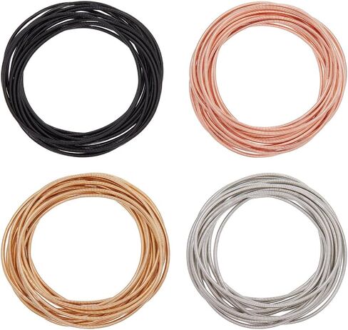 UNICRAFTALE 60pcs 4 Colors Guitar String Bracelets 2.3 inch Flexible Steel Wire Layered Bracelet Minimalist Stretch Bracelets Stackable Wearing Wrap Bracelet Jewelry Gift in Saudi Arabia