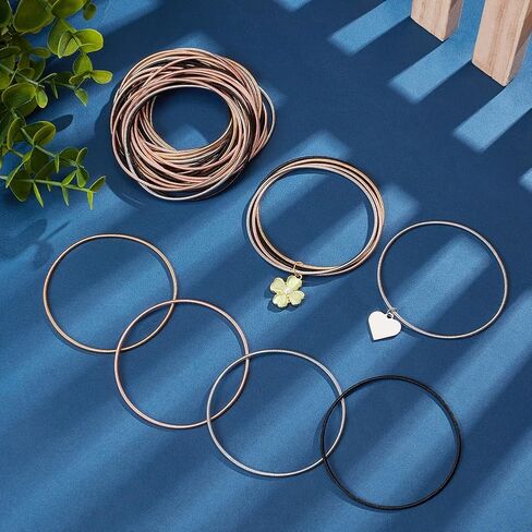 UNICRAFTALE 60pcs 4 Colors Guitar String Bracelets 2.3 inch Flexible Steel Wire Layered Bracelet Minimalist Stretch Bracelets Stackable Wearing Wrap Bracelet Jewelry Gift in Saudi Arabia