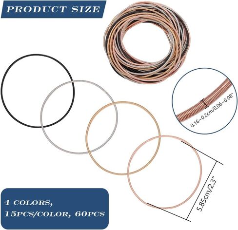 UNICRAFTALE 60pcs 4 Colors Guitar String Bracelets 2.3 inch Flexible Steel Wire Layered Bracelet Minimalist Stretch Bracelets Stackable Wearing Wrap Bracelet Jewelry Gift in Saudi Arabia