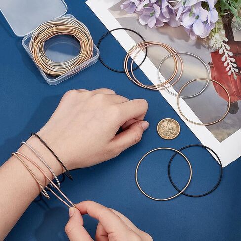 UNICRAFTALE 60pcs 4 Colors Guitar String Bracelets 2.3 inch Flexible Steel Wire Layered Bracelet Minimalist Stretch Bracelets Stackable Wearing Wrap Bracelet Jewelry Gift in Saudi Arabia