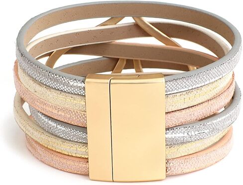 hotoo Heart Charm Leather Stackable Bracelets for Women Trendy Love Cuff Wrap Bracelet Christma Jewelry Birthday Anniversary in Saudi Arabia