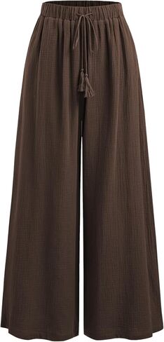 CIDER Women's High Waisted Wide Leg Pants with Pockets Drawstring Palazzo Business Casual Dress Pants Loose Trousers in Saudi Arabia
