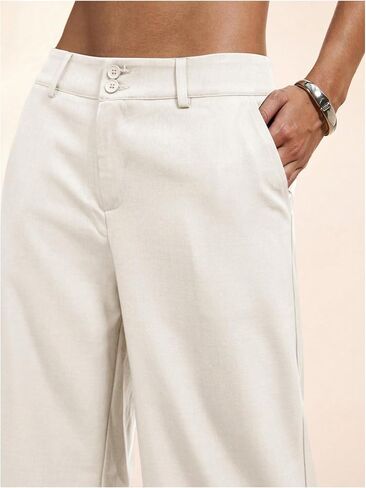 GORGLITTER Women's Low Rise Dress Pants Dressy Casual Low Waisted Wide Leg Straight Trousers Capri Pants Work Business in Kuwait