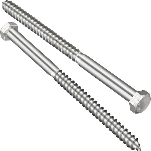 براغي سداسية الرأس 5/16 بوصة × 2 بوصة 20 قطعة، 304 من الفولاذ المقاوم للصدأ 18-8 براغي خشبية مسامير كبيرة شديدة التحمل لحوامل التلفاز، سطح السفينة، إصلاح القوارب in Saudi Arabia