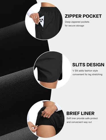 SILKWORLD Women's Running Shorts Hight Waist 5" Summer Athletic Gym Workout Fashion Short with Liner and Zipper Pockets in Saudi Arabia