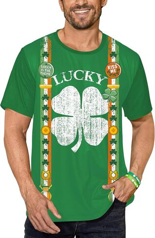 Arvilhill Men St Patricks Day Tshirt Tie Dye Tuxedo Short Sleeve Crew Neck Funny Shirt in Kuwait