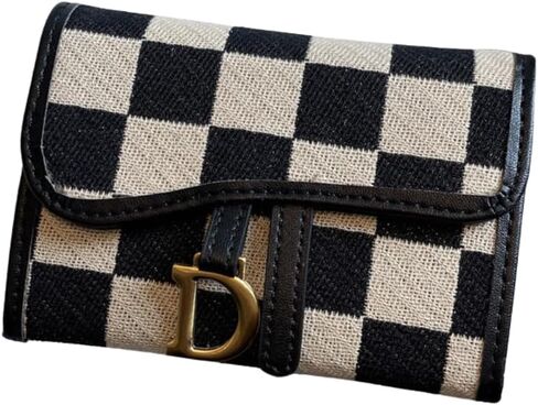 TURBOOST Cute Card Holder, Checkered Canvas Front Pocket Wallet with 11 Card Slots, Small Credit Card Case for Women (Black) in Saudi Arabia