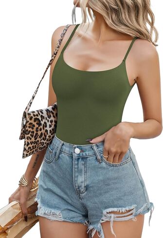 Avidlove Tank Top Bodysuit for Women Square Neck Double Lined Body Suits One Piece Thong Basic Summer Cami Tops in Kuwait