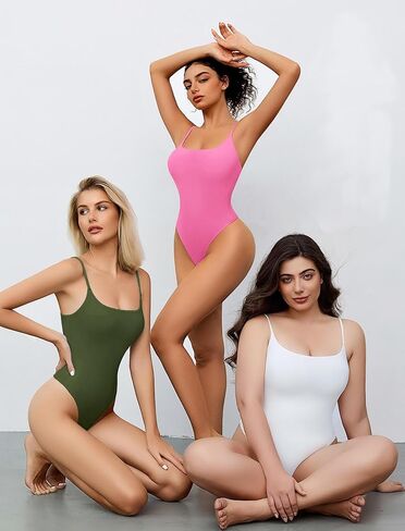Avidlove Tank Top Bodysuit for Women Square Neck Double Lined Body Suits One Piece Thong Basic Summer Cami Tops in Kuwait