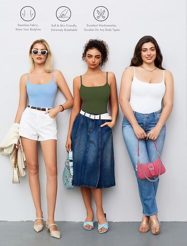 Avidlove Tank Top Bodysuit for Women Square Neck Double Lined Body Suits One Piece Thong Basic Summer Cami Tops in Kuwait