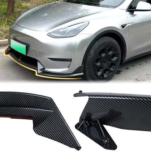 Front Bumper Lip Front Splitter Spoiler Front Wing Fit for 2017-2023 Tesla Model 3 Accessories Lip V Style (Glossy Carbon Fiber) in Saudi Arabia