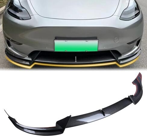 Front Bumper Lip Front Splitter Spoiler Front Wing Fit for 2017-2023 Tesla Model 3 Accessories Lip V Style (Glossy Carbon Fiber) in Saudi Arabia