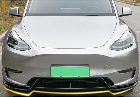 Front Bumper Lip Front Splitter Spoiler Front Wing Fit for 2017-2023 Tesla Model 3 Accessories Lip V Style (Glossy Carbon Fiber) in Saudi Arabia