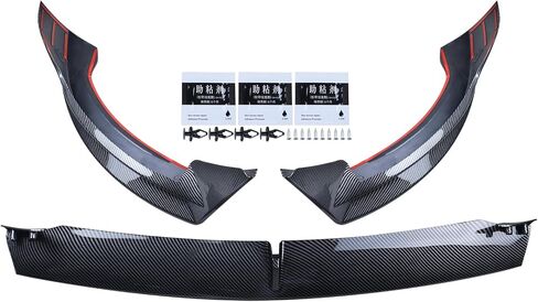 Front Bumper Lip Front Splitter Spoiler Front Wing Fit for 2017-2023 Tesla Model 3 Accessories Lip V Style (Glossy Carbon Fiber) in Saudi Arabia