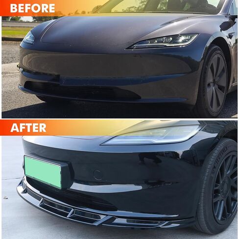 Front Bumper Lip Front Splitter Spoiler Front Wing Fit for 2017-2023 Tesla Model 3 Accessories Lip V Style (Glossy Carbon Fiber) in Kuwait