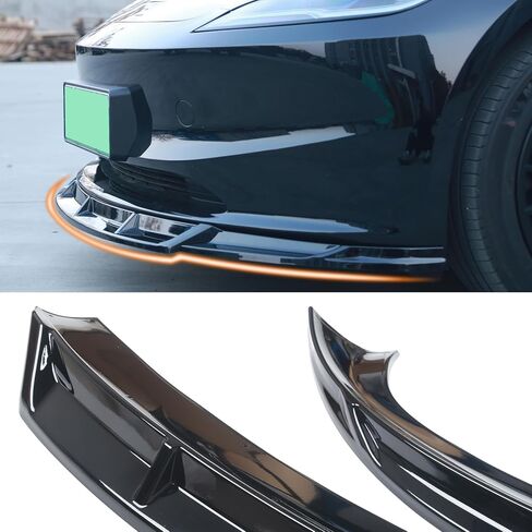 Front Bumper Lip Front Splitter Spoiler Front Wing Fit for 2017-2023 Tesla Model 3 Accessories Lip V Style (Glossy Carbon Fiber) in Kuwait