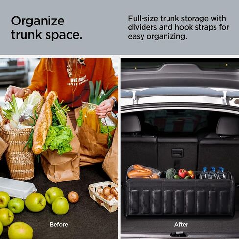 Spigen Universal Collapsible Heavy Duty Car Trunk Organizer with Lid Designed for New Tesla Model Y 2025 Refresh, Model 3/Y/S/X/Cybertruck, SUV, Sedan, and More (Black) in Kuwait