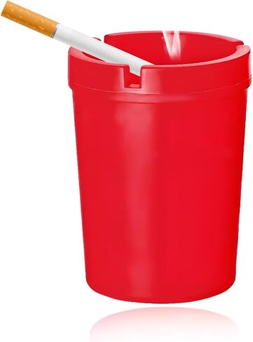 Car Ashtray Container, Smellproof & Windproof Cigarette Self-Extinguishing Ashtray, Plastic Smokeless Bucket Ashtray Fits Most Cup Holders, Universal Car Accessories (Red) in Saudi Arabia