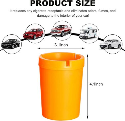 Car Ashtray Container, Smellproof & Windproof Cigarette Self-Extinguishing Ashtray, Plastic Smokeless Bucket Ashtray Fits Most Cup Holders, Universal Car Accessories (Red) in Kuwait