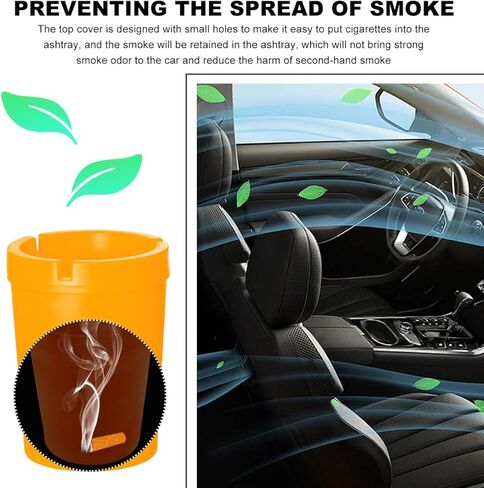 Car Ashtray Container, Smellproof & Windproof Cigarette Self-Extinguishing Ashtray, Plastic Smokeless Bucket Ashtray Fits Most Cup Holders, Universal Car Accessories (Red) in Kuwait