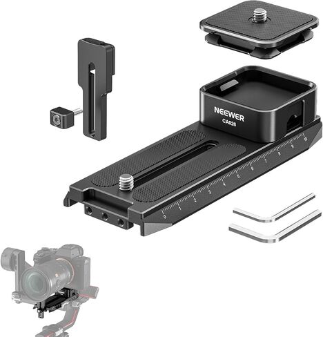 NEEWER 501PL Tripod Quick Release Plate Compatible with Manfrotto MVH500AH MVH502AH, 6.3"/16cm Extended Camera Mounting Plate with 1/4" 3/8" Screws, Anti Off Pin for GM001 GM002 GM006 Fluid Heads, QR6 in Saudi Arabia
