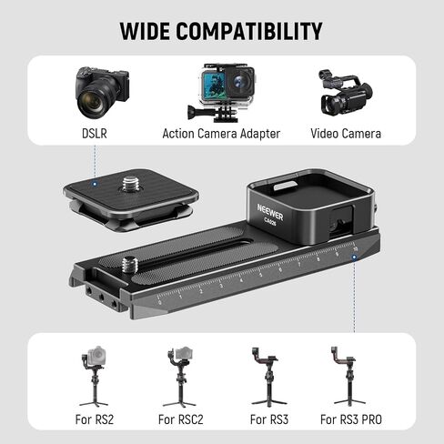 NEEWER 501PL Tripod Quick Release Plate Compatible with Manfrotto MVH500AH MVH502AH, 6.3"/16cm Extended Camera Mounting Plate with 1/4" 3/8" Screws, Anti Off Pin for GM001 GM002 GM006 Fluid Heads, QR6 in Saudi Arabia