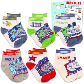 Thomas the Train Socks for Boys Set - Bundle with 6 Pairs of Train Socks 2-4T Plus Stickers, More | Thomas and Friends Gifts for Todlers