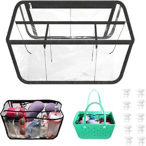 Clear Beach Bag Organizer Insert Accessories for Bogg Bag, with Bogg Bag X Large Storage Bag, Waterproof Beach Bag Insert Divider Pouch, Beach Tote Bag Insert for Bogg Bag Organizing and Divide Space