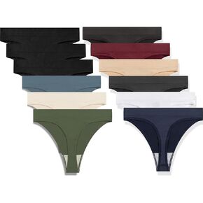 GRANKEE Women's Breathable Seamless Thong Panties No Show Underwear 12Pack (GWU NRG L)