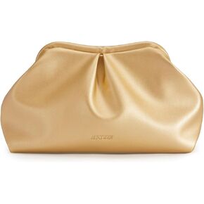 Pleated Vegan Leather Clutch Purse for Women - Stylish Soft PU Evening Handbag