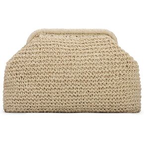 Fecialy Straw Clutch Purses for Women Woven Dumpling Handbag Summer Beach Clutch Wicker Raffia Crossbody Purses