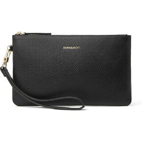 DORIS&JACKY Small Leather Wristlet Clutch Purse for Women Slim Designer Wallet and Cellphone Pouch Bag With Detachable Strap