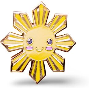Philippine Sun Smiley Face Enamel Pin, Filipino Pride Pin