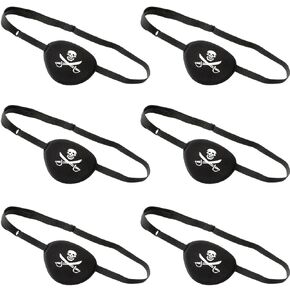 SATINIOR 6 Pieces Black Pirate Eye Patch One Eye Skull Captain Patch Adjustable 3D Costume for Adults Kids Halloween Carnival Christmas Party Favors