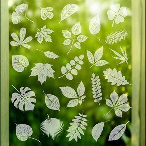 26PCS Window Alert Decals for Birds Strikes, Leaf Windows Decals to Protect Birds from Strike on Glass, Anti-Collision Window Clings for Bird Alert