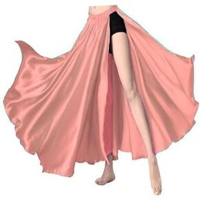 Belly Dancing Satin Full Circle Side Slit Skirt Belly Dance Side Cut Skirt for Girls S93