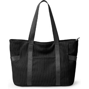 Large Corduroy Tote Bag Women Zipper 24L Anti Splash Casual Shoulder Hobo Handbag Everyday for Stanley Cup Holder