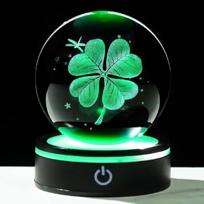 YWHL 3D Hummingbird Crystal Ball Figurine with LED Base, Hummingbird Gifts for Women Men on Birthday Christmas, Glass Decorative Hummingbirds with Rose Ball Night Light for Home Decor (80mm)