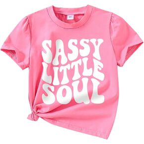 Toddler Girl Clothes-A Piece of Letter Graphic Print Short Sleeve - Toddler Summer T Shirt for Girls Size(3~7T)