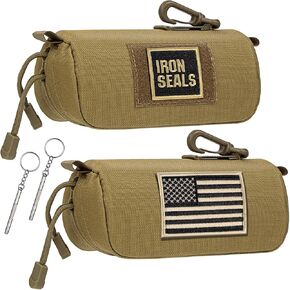 IronSeals 2 Pack Extra Large Tactical Molle Sunglasses Case Anti-Shock Hard Clamshell Glasses Case, XL