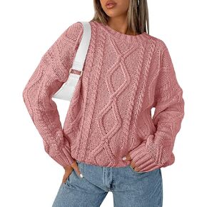 BTFBM Casual Women Long Sleeve Sweater 2025 Fall Ribbed Knit Pullover Loose Crewneck Cable Sweater Jumper Tops