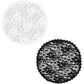 2 Pcs Lace Embroidery Chapel Cap Veils - Vintage Inspired Head Coverings for Women - Black