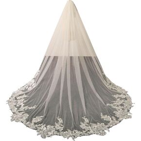 Cathedral Length 3M Sequin Wedding Bridal Veil With Metal Comb