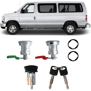 أسطوانة قفل الباب وتبديل الإشعال ، متوافقة مع Ford E150/E250/E350/Ranger 1996-2008 ، Mountaineer 1997-2000 ، استبدل# LC6177 + DL5886 + 597638 (بدون رقاقة)
