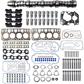 Camshaft and Lifters Kit with Head Gasket Set Bolts Fit for 6.4 Powerstroke Diesel Turbo, for 2008-2010 Ford F250 F350 F450 F550 Super Duty 6.4L, camlifterkit6.4